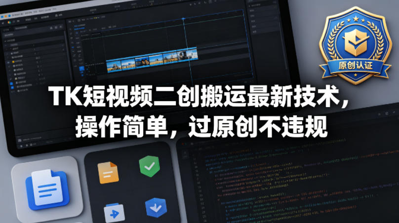 TK短视频二创搬运最新技术，操作简单，过原创不违规-选优云网创