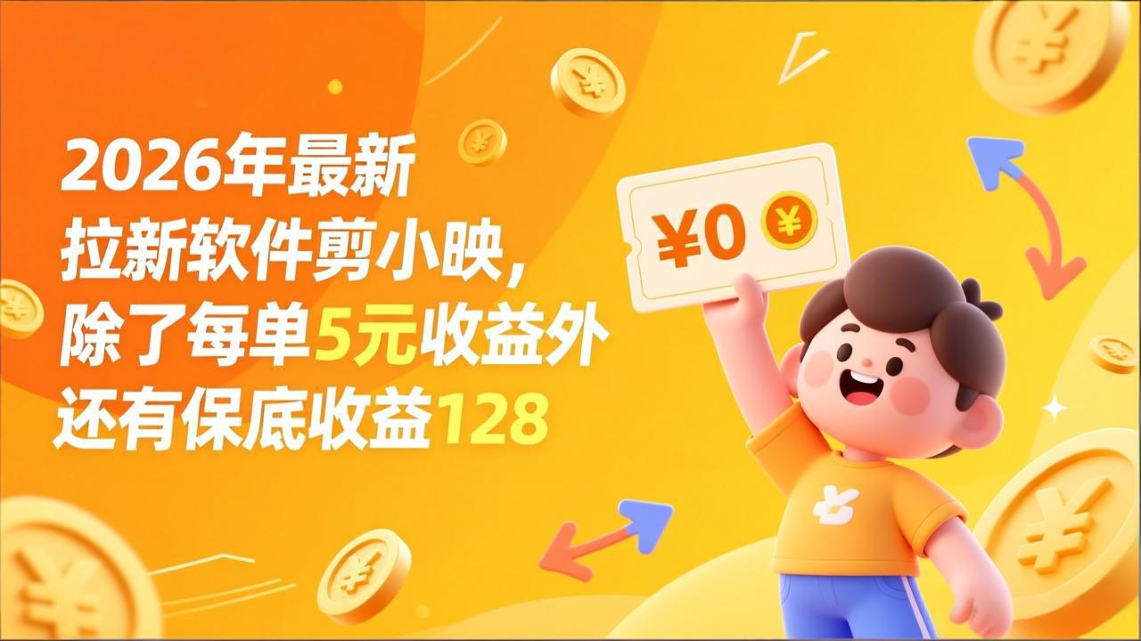 最新拉新软件剪小映，除了每单5元收益外还有保底收益128-选优云网创