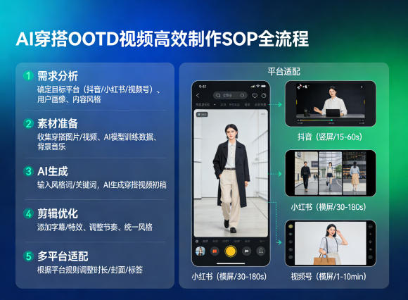 AI穿搭OOTD视频高效制作SOP全流程，适配抖音小红书视频号全平台-选优云网创