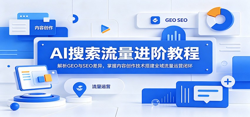 AI搜索流量进阶教程：解析GEO与SEO差异，掌握内容创作技术搭建全域流量运营闭环-选优云网创