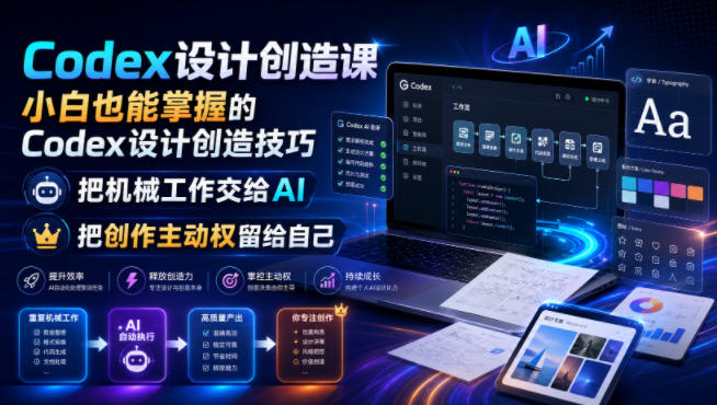 Codex设计创造课,小白也能掌握的Codex设计创造技巧,把机械工作交给AI,把创作主动权留给自己-选优云网创
