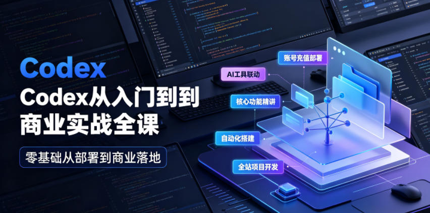 Codex从入门到商业实战全课｜账号充值部署、AI工具联动、核心功能精讲、自动化搭建、全站项目开发零基础教程-选优云网创