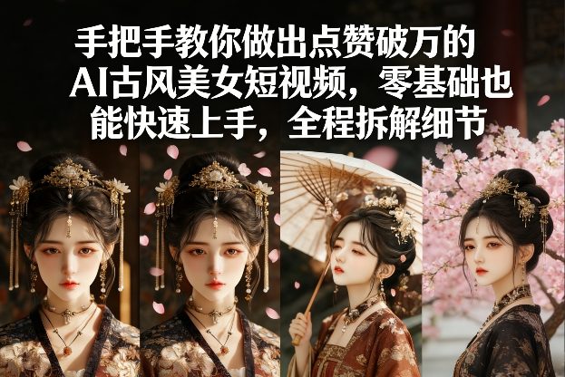 手把手教你做出点赞破万的AI古风美女短视频，零基础也能快速上手，全程拆解细节-选优云网创
