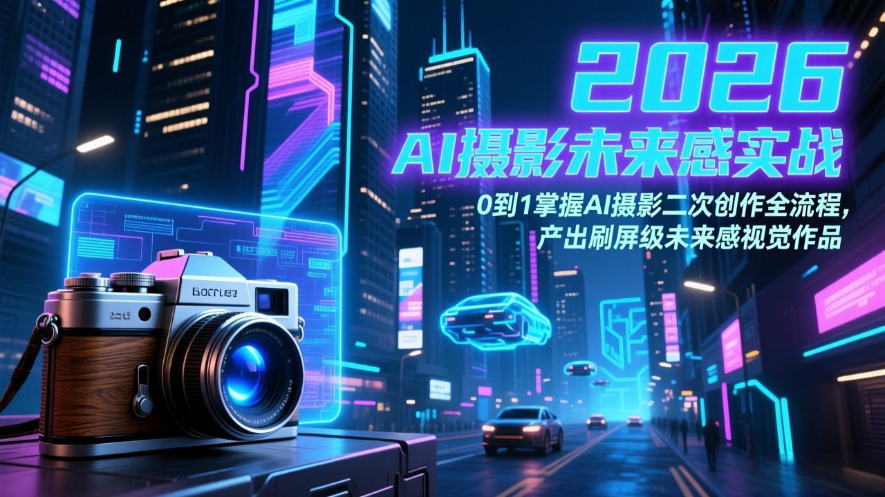 2026 AI摄影未来感实战：0到1掌握AI摄影二次创作全流程，产出刷屏级未来感视觉作品-选优云网创