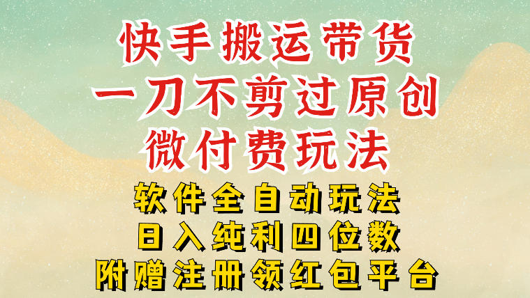 快手搬运带货，一刀不剪过原创，微付费玩法，软件全自动玩法，日入纯利四位数【揭秘】-选优云网创