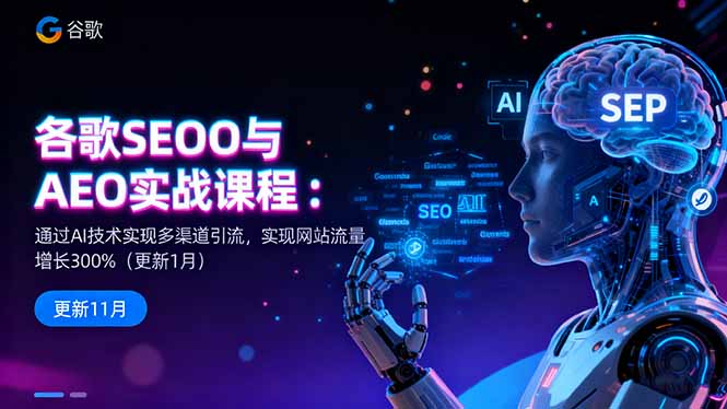 谷歌SEO与AEO实战课程:通过AI技术实现多渠道引流,实现网站流量增长300%-选优云网创