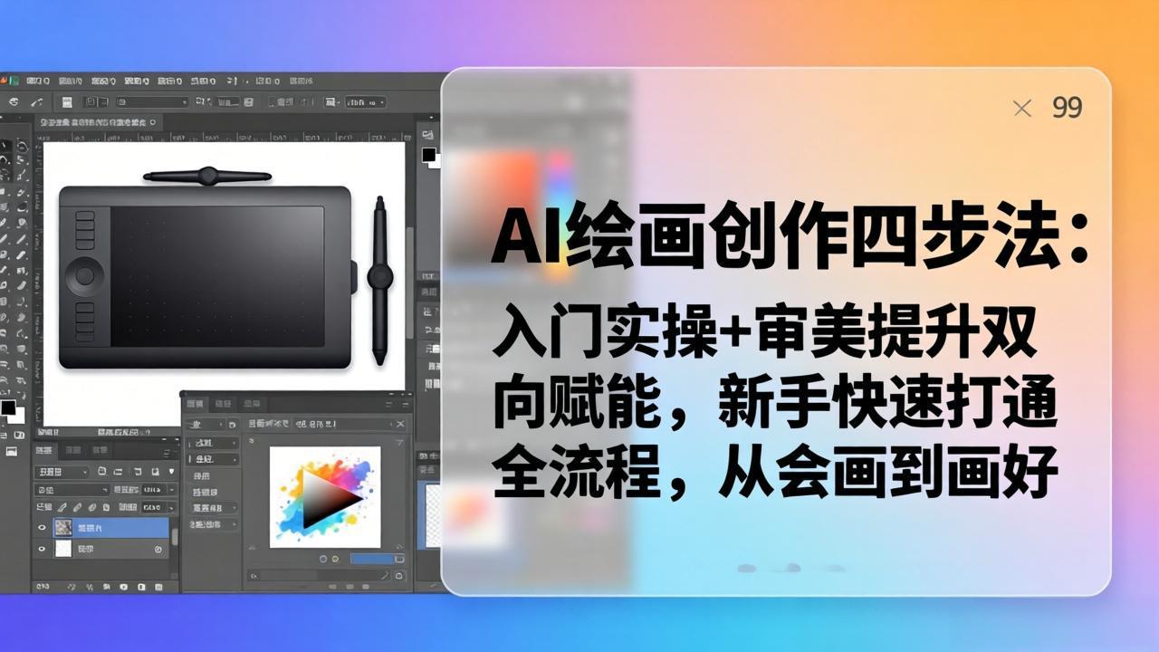 AI绘画创作四步法：入门实操+审美提升双向赋能，新手快速打通全流程，从会画到画好-选优云网创