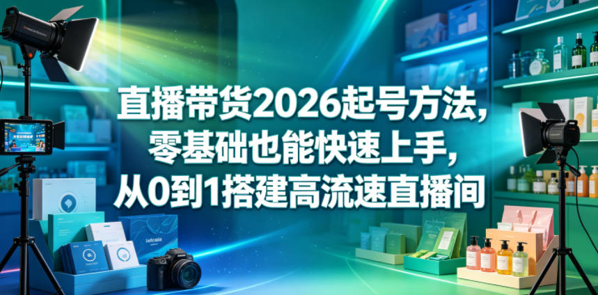 直播带货2026起号方法,零基础也能快速上手,从0到1搭建高流速直播间-选优云网创