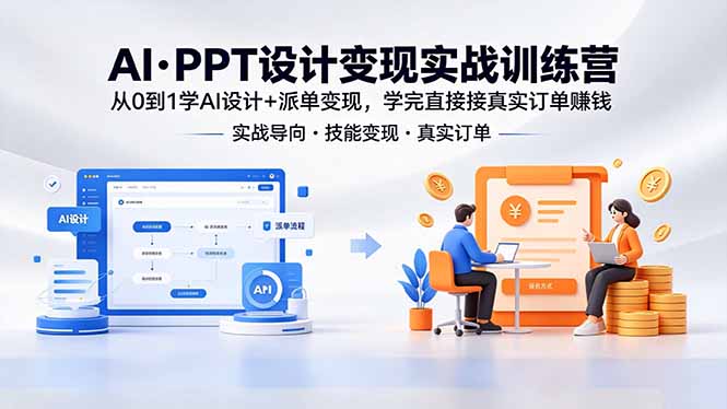 AI·PPT设计变现实战训练营，从0到1学AI设计+派单变现，学完直接接真实订单赚钱-选优云网创