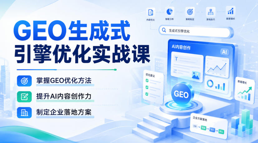 GEO生成式引擎优化实战课，掌握GEO优化方法，提升AI内容创作力，制定企业落地方案-选优云网创