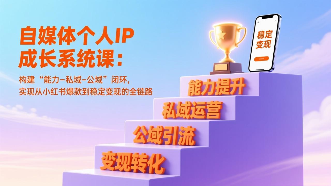 自媒体个人IP成长系统课：构建“能力-私域-公域”闭环，实现从小红书爆款到稳定变现的全链路-选优云网创
