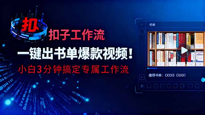 利用扣子工作流一键生成书单爆款视频，小白三分钟搞定专属工作流-选优云网创