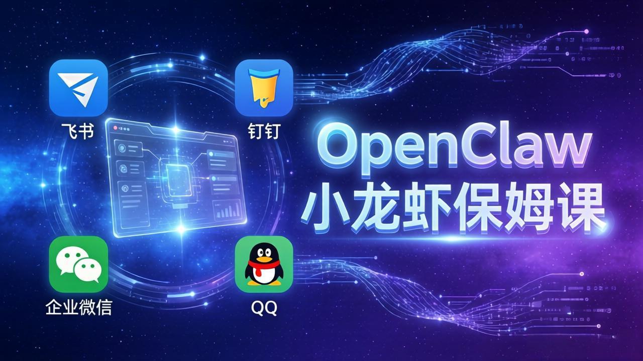 OpenClaw小龙虾保姆课: Windows/macOS/Linux/Docker全系统安装,飞书+钉钉+企业微信+QQ 全接入-选优云网创