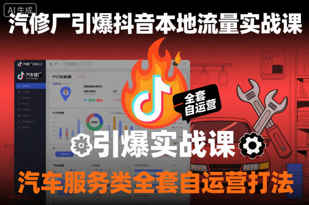 汽修厂引爆抖音本地流量实战课，汽车服务类全套自运营打法-选优云网创