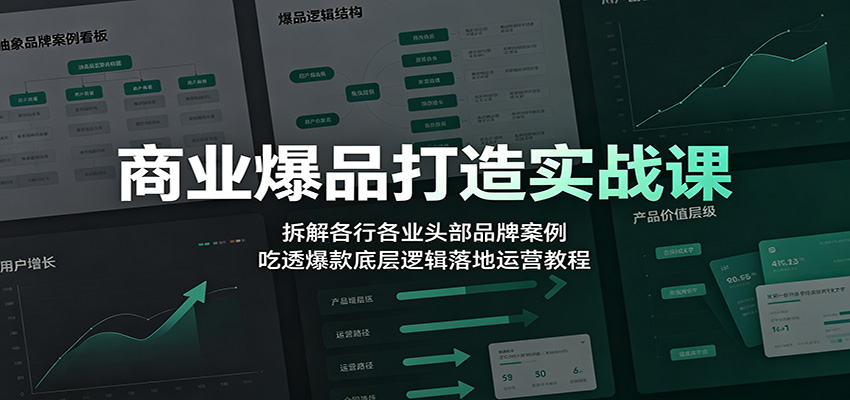 商业爆品打造实战课：拆解各行各业头部品牌案例，吃透爆款底层逻辑落地运营教程-选优云网创