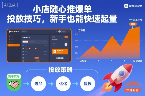小店随心推爆单投放技巧，新手也能快速起量-选优云网创