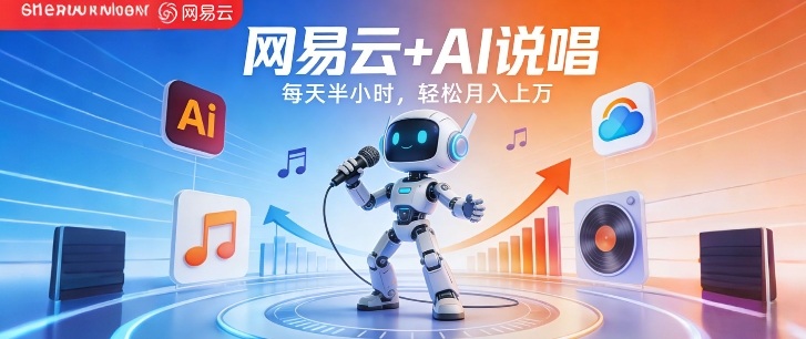 网易云+AI说唱，每天半小时，AI内容创作+流量变现，轻松月入1W-选优云网创