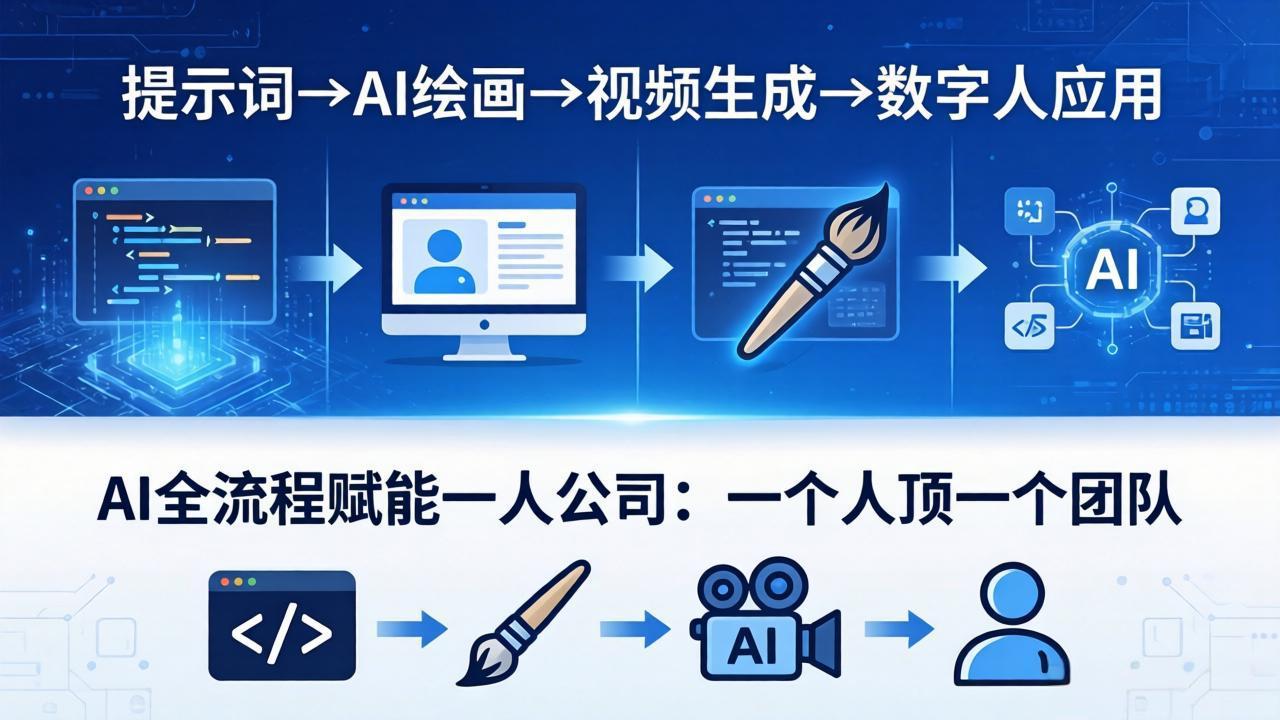 AI全流程赋能一人公司：提示词、绘画、视频、数字人、编程，一个人顶一个团队-选优云网创