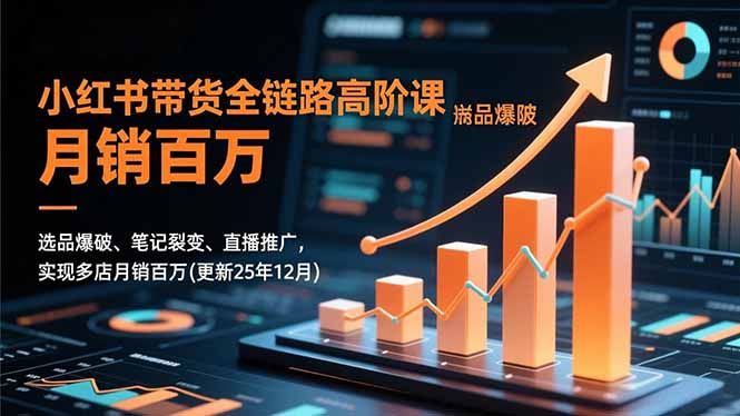 小红书带货全链路高阶课，选品爆破、笔记裂变、直播推广，实现多店月销百万(更新25年12月-选优云网创
