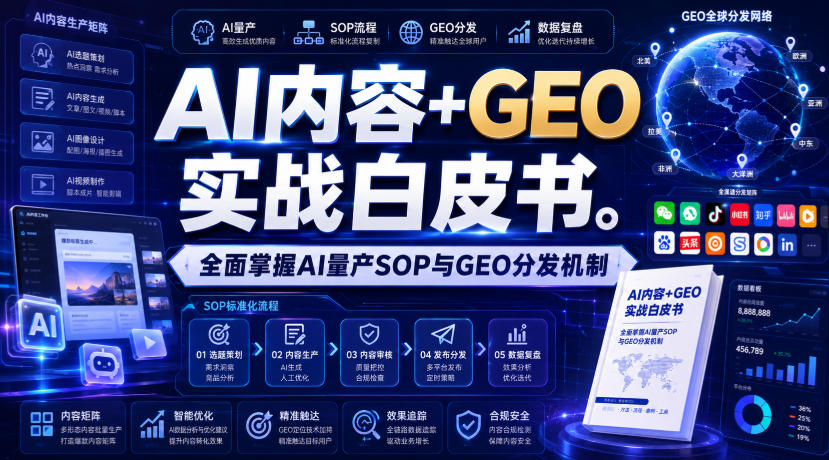 AI内容+GEO实战白皮书,全面掌握AI量产SOP与GEO分发机制【文档】-选优云网创