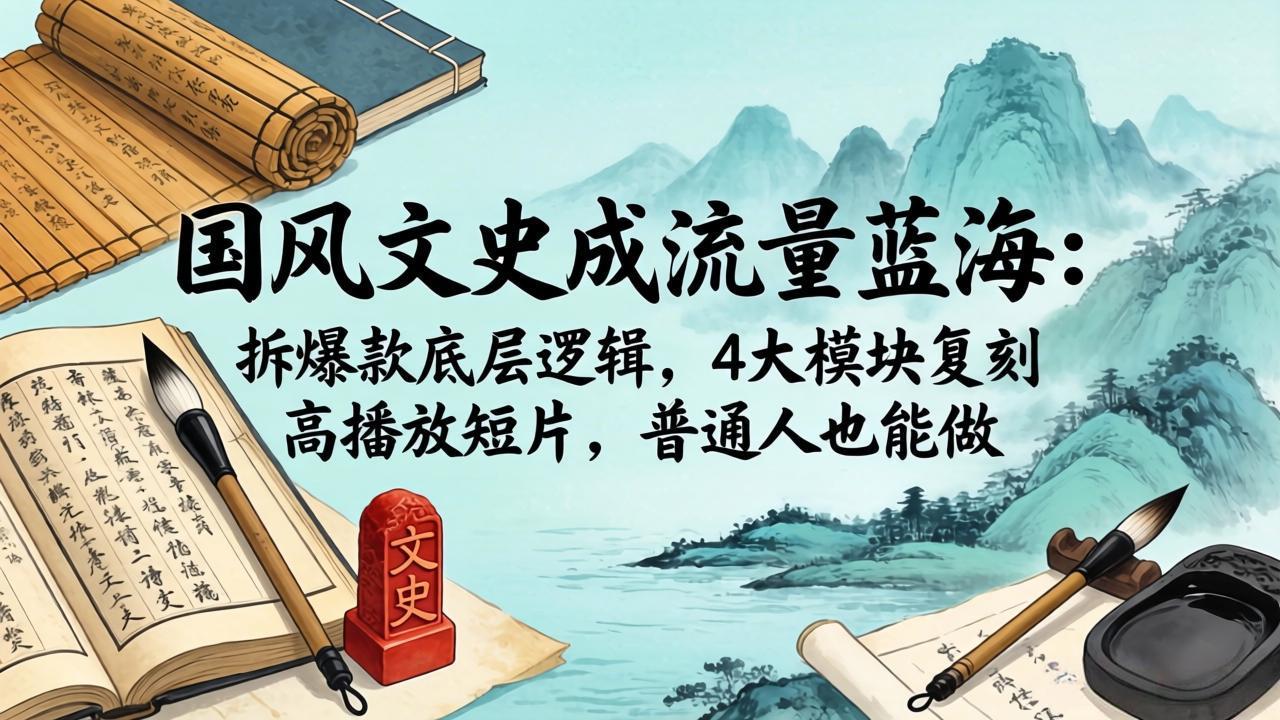 国风文史成流量蓝海:拆爆款底层逻辑,4大模块复刻高播放短片,普通人也能做-选优云网创