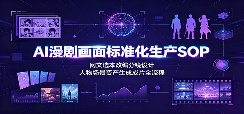 AI漫剧画面标准化生产SOP：网文选本改编分镜设计，人物场景资产生成成片全流程-选优云网创