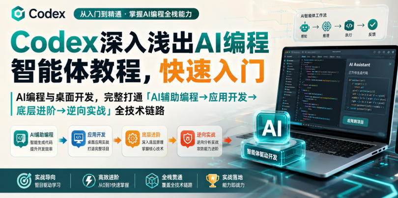Codex深入浅出AI编程智能体教程，快速入门AI编程与桌面开发，打通「AI辅助编程→应用开发→底层进阶→逆向实战」全技术链路-选优云网创