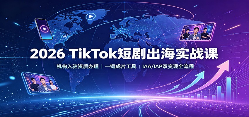 2026 TikTok短剧出海实战课：机构入驻资质办理，一键成片工具，IAA/IAP双变现全流程-选优云网创