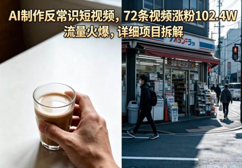 AI制作反常识短视频,72条视频涨粉102.4W,流量火爆,详细项目拆解-选优云网创