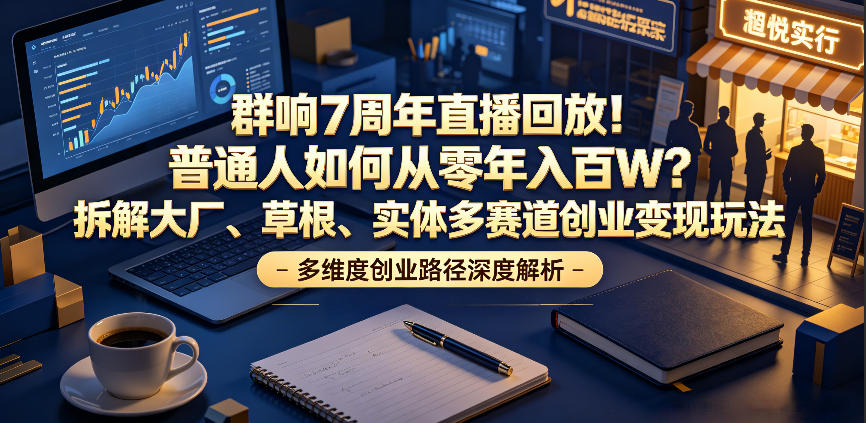 群响7周年直播回放！普通人如何从零年入百W？拆解大厂、草根、实体多赛道创业变现玩法(更新)-选优云网创