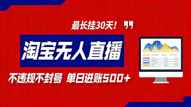 2026淘宝无人直播带货，不违规不封号，每日收益500+，最长挂30 天！-选优云网创
