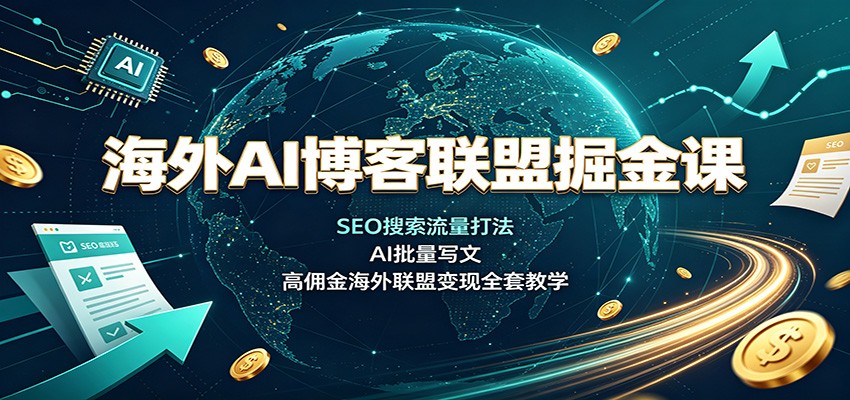 海外AI博客联盟掘金课:SEO搜索流量打法,AI批量写文,高佣金海外联盟变现全套教学-选优云网创