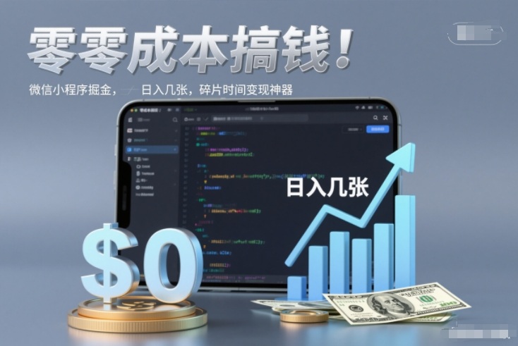 零成本搞钱，微信小程序掘金，简单易操作，日入几张，碎片时间变现神器【揭秘】-选优云网创