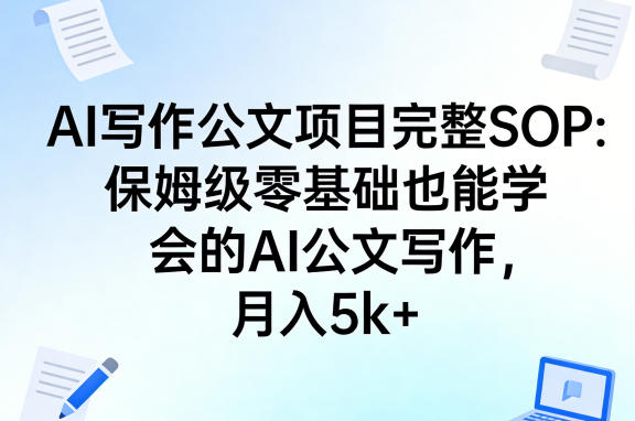 AI写作公文项目完整SOP，保姆级零基础也能学会的AI公文写作，月入5k+-选优云网创