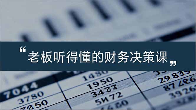 老板能听得懂的财务决策课，报表解读、数据洞察、风险识别，用财务驱动业务增长-选优云网创
