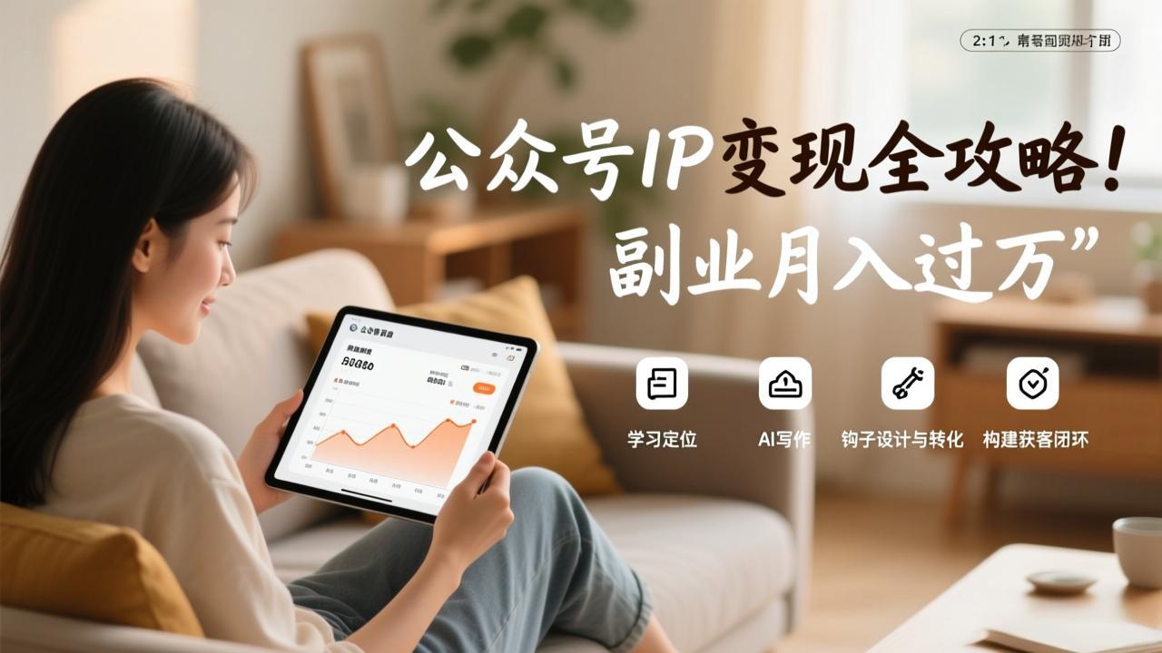 公众号IP变现全攻略，学习定位、AI写作、钩子设计与转化，构建获客闭环，副业月入过万-选优云网创