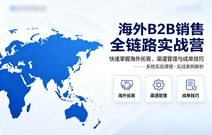 海外B2B销售全链路实战营，快速掌握海外拓客、渠道管理与成单技巧-选优云网创