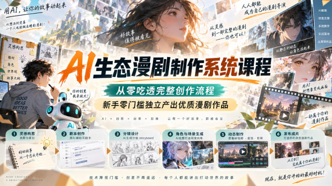 AI生态漫剧制作系统课程，从零吃透完整创作流程，新手零门槛独立产出优质漫剧作品-选优云网创