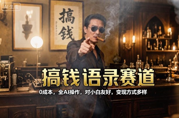 搞钱语录赛道，0成本，全AI操作，对小白友好，变现方式多样-选优云网创
