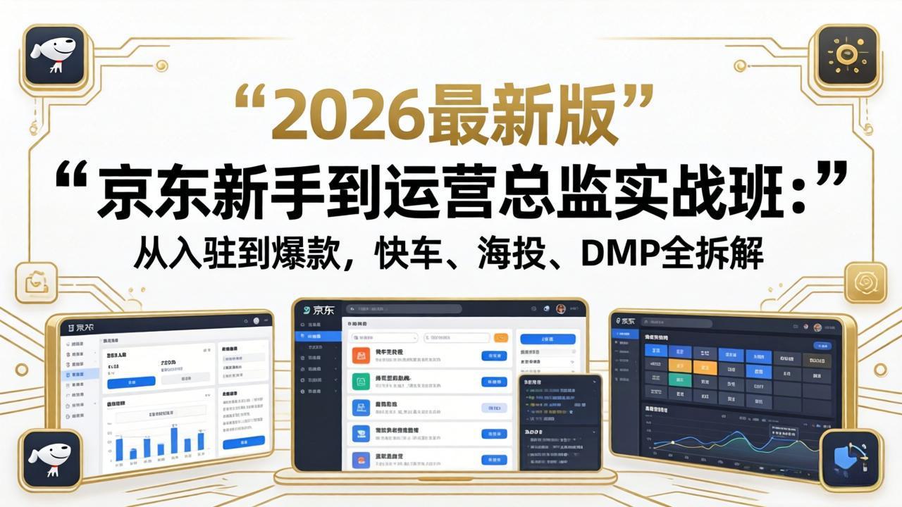 京东新手到运营总监实战班：从入驻到爆款，快车、海投、DMP全拆解，2026最新版-选优云网创