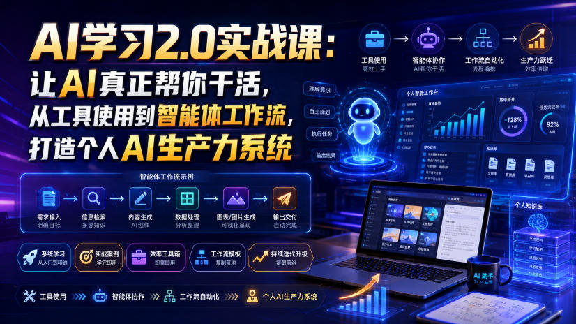 AI学习2.0实战课：让AI真正帮你干活，从工具使用到智能体工作流，打造个人AI生产力系统-选优云网创