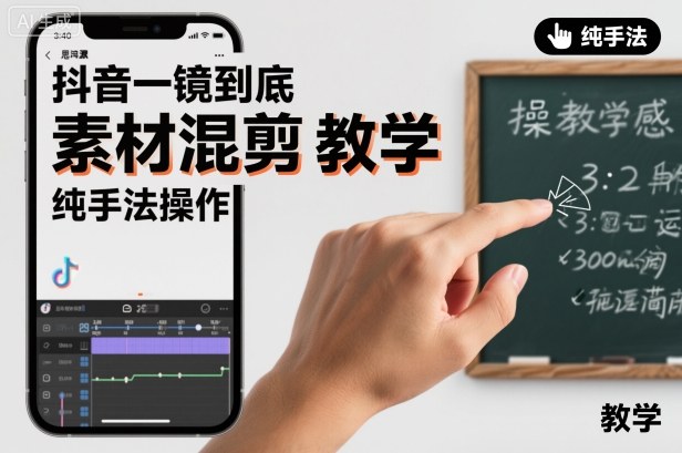 抖音一镜到底素材混剪教学，纯手法操作-选优云网创