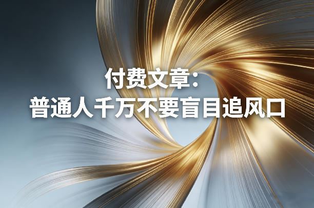 付费文章：普通人千万不要盲目追风口-选优云网创