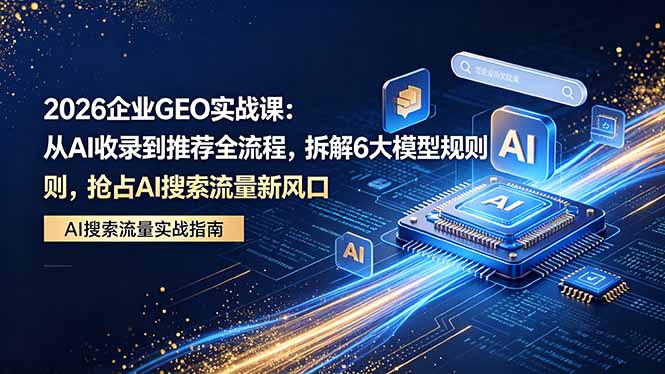 2026 企业GEO实战课：从AI收录到推荐全流程，拆解6大模型规则，抢占 AI 搜索流量新风口-选优云网创