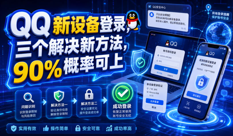 QQ新设备登录，三个解决新方法，90%概率可上-选优云网创