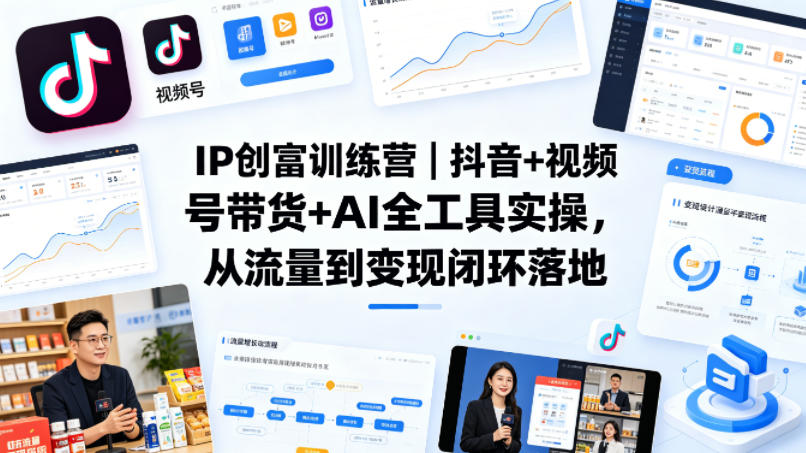 IP创富训练营｜抖音+视频号带货+AI全工具实操，从流量到变现闭环落地-选优云网创