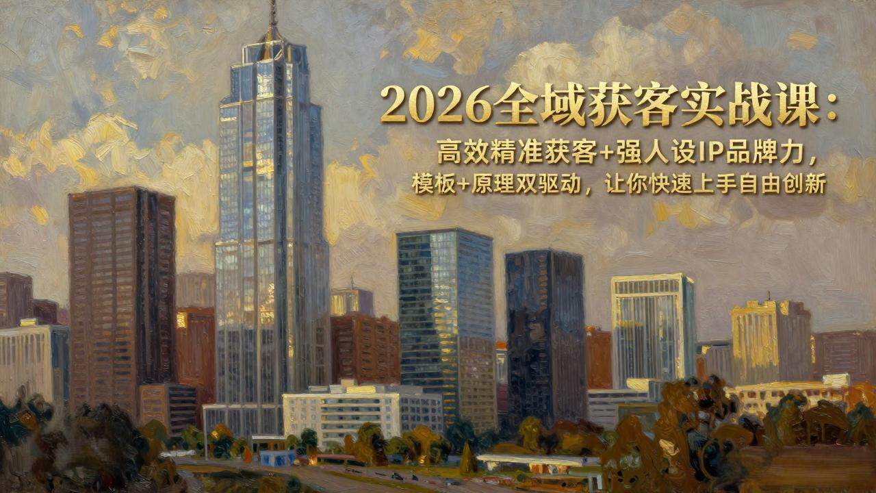 2026全域获客实战课：高效精准获客+强人设IP品牌力，模板+原理双驱动，让你快速上手自由创新-选优云网创