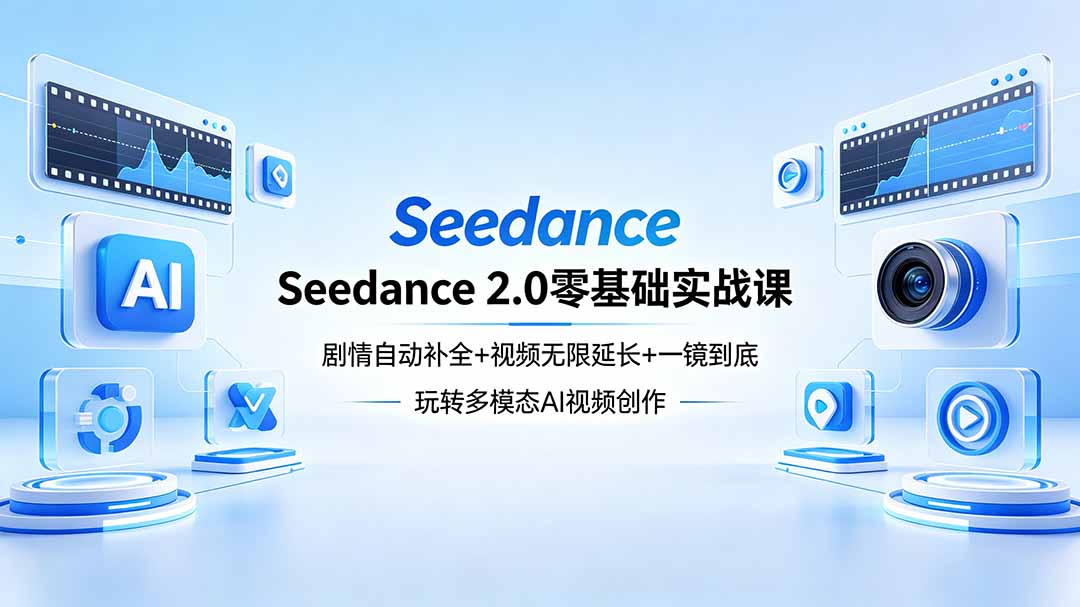 Seedance 2.0零基础实战课:剧情自动补全+视频无限延长+一镜到底:玩转多模态AI视频创作-选优云网创