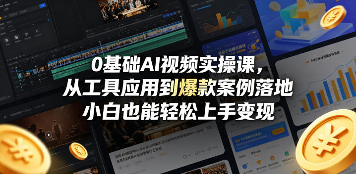 0基础AI视频实操课，从工具应用到爆款案例落地，小白也能轻松上手变现-选优云网创