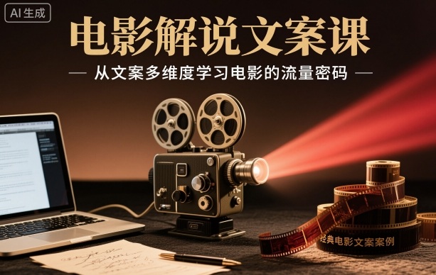 电影解说文案课，从文案多维度学习电影的流量密码-选优云网创